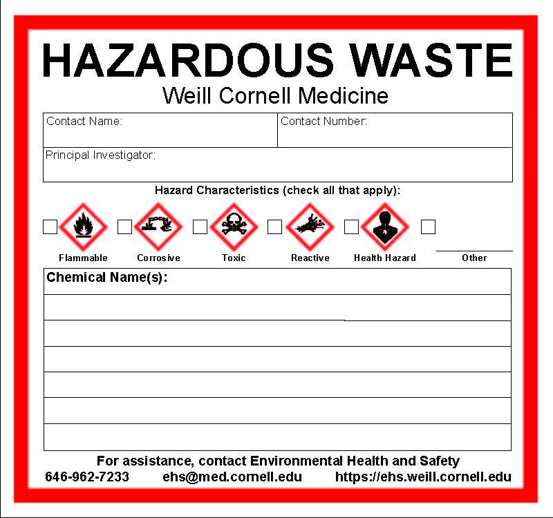 EHS Chemical Waste Disposal WCMC